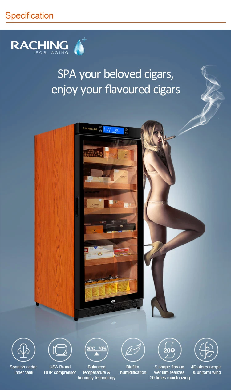 Raching  Factory Direct Offer More Than 1000 Cigars  Climate Controlled Precise Electronic Cigar Humidor Cabinet
