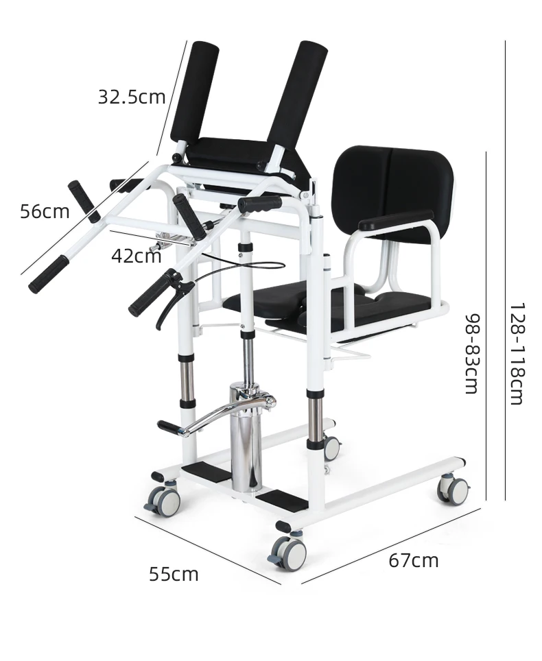 Bathroom Safety Equipment Paralyzed Patient Transfer Wheelchair with Commode Lifter for Moving Patients in Bath or Toilet factory