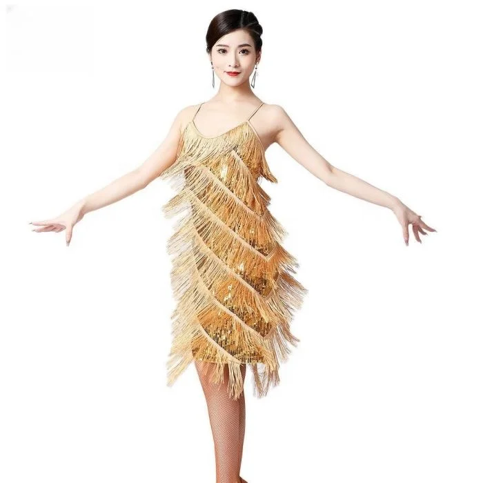 Women's Flapper 1920s Gatsby Sequins Tassels Sexy Cocktail Latin Dance  Ballroom Dress Costume