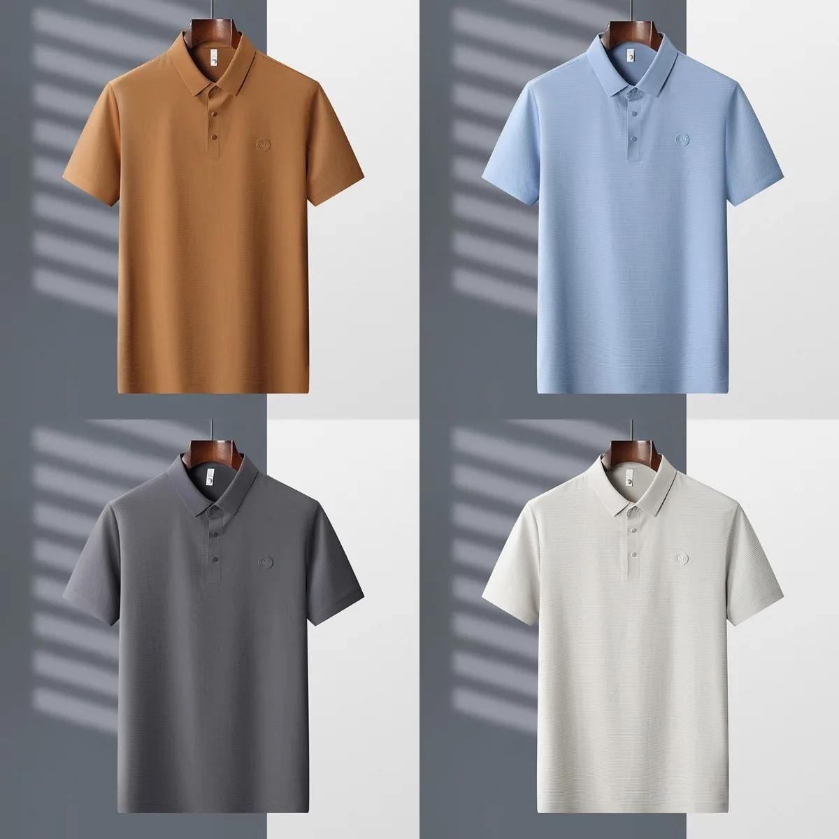 Men's Polo Shirt Business Lapel Casual Half-sleeve Group Dress High-end ...