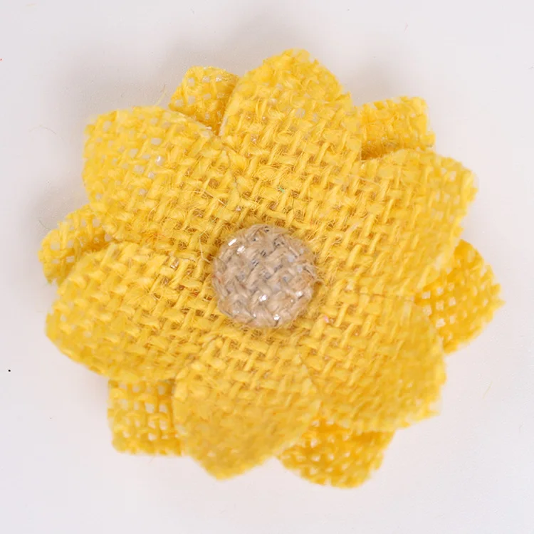 Colorful Natural Burlap Flowers Assorted Handmade Rustic Burlap Rose for Wedding Decoration and Floral Crafts Making