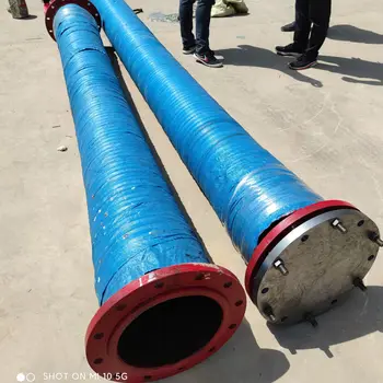 Wear resistance flexible large diameter water suction and discharge rubber hose with flange