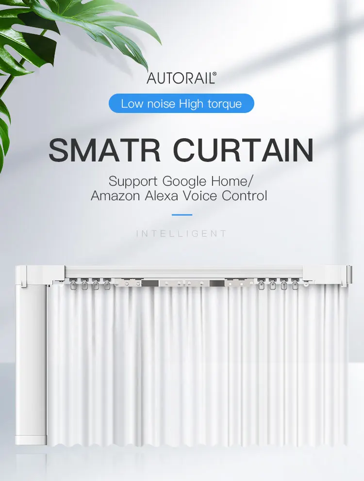 Electric Drapery Elegant Double Track Motorized Electric Curtain with Voice & APP ...