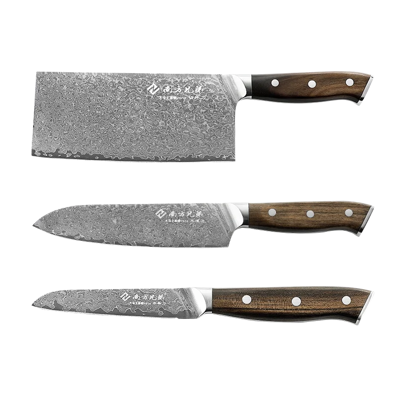 4 pieces Damascus VG-10 Japanese Kitchen Knife Set Comfortable Ergonomic wooden Handle