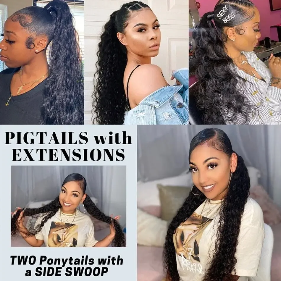 Extensión de cola de caballo, pieza de cabello largo ondulado de 12 a 26 pulgadas, con clip, peinado natural para mujeres_voghion.com