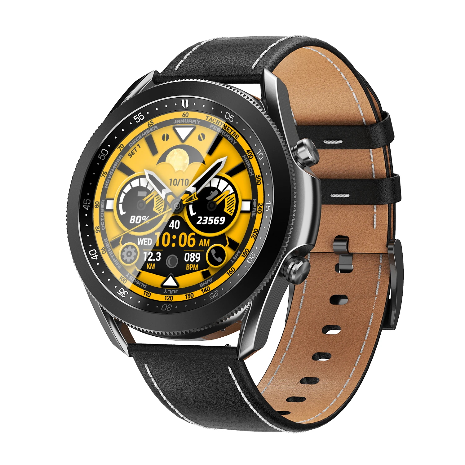 W3 Smart Watch Round Rotating Dial Multiple Sport Modes BT Phone Call Music Blood Pressure Oxygen ECG PPG for Men Smartwatch W3