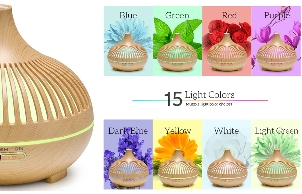 Cool Mist Ultrasonic Air Humidifier and Essential Oil Diffuser Golden wood