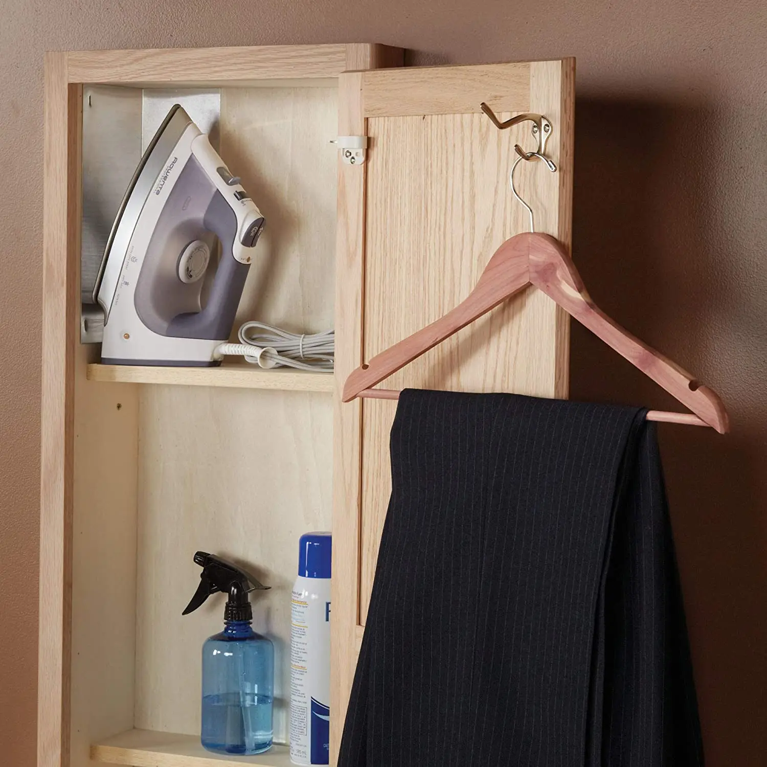 Ironing Board Oak Folding Tabletop Ironing Accessories Board Wooden Ironing Wall Mounted Cabinet with Storage Drawers