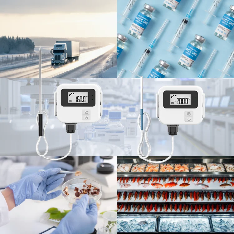 Ble Temp Sensors Data Logger Temperature Recorder Bluetooth IoT Industrial Small Smart Rtd Pt100 Temperature Sensor for Boxes
