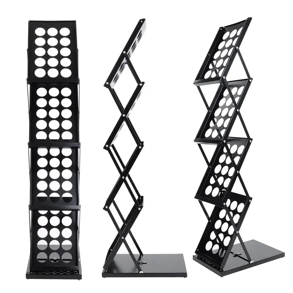 Alibaba.com: Black Steel A4 Folding Magazine Rack, Portable Floor ...