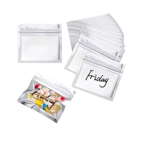 3*2 Inch Mylar Smell-Proof Vacuum Bag Strong Zipper Sealed Plastic Pill Pack Permanent Marker Tip for Medicine and Pills