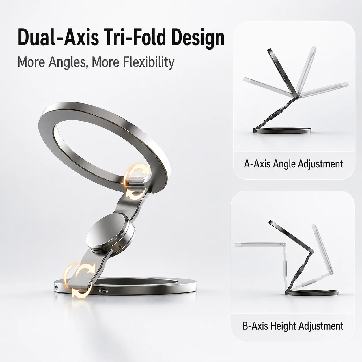 Magnetic Phone Stand Fidget Finger Spinner Stress Relief Metal Holder Dual Sided Magnetic Compatible Foldable Desk Mount