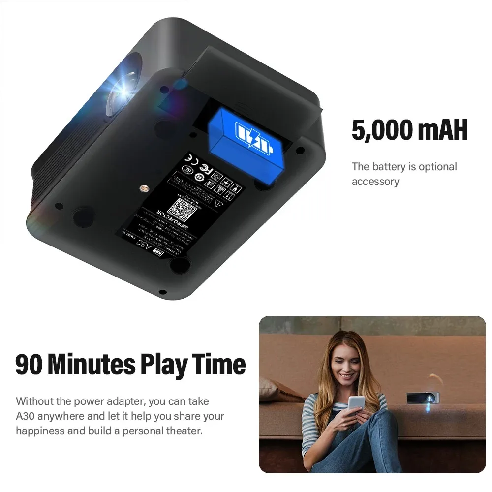 Wholesale Transjee A30 Proyector Con Android Tv Pocket Projector 4k Mini Latest Mini Projector for Laptop and Phones