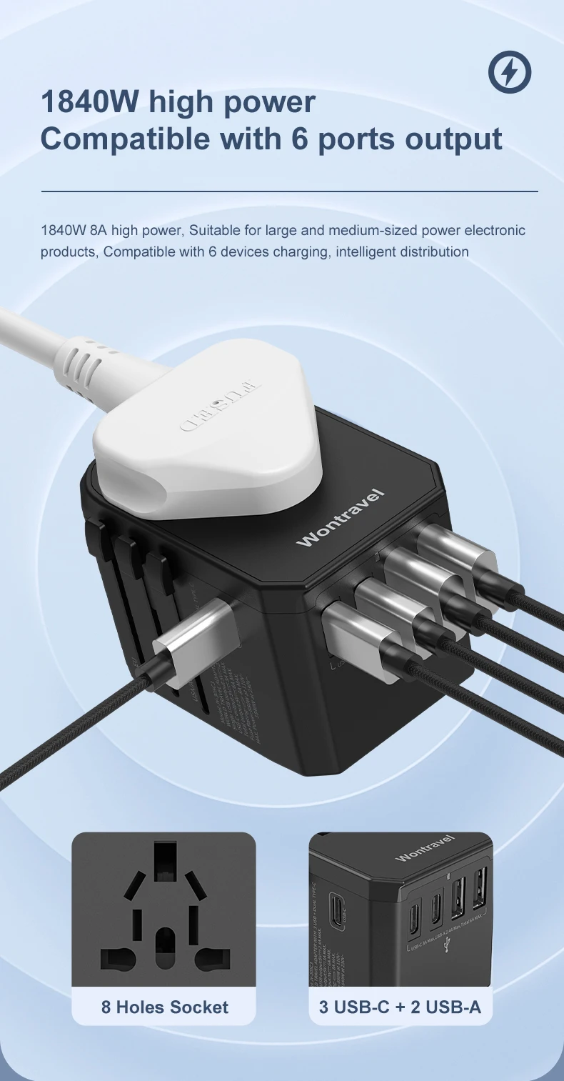 Wontravel Newest Ac 1840w Wideworld Travel Adaptor Multi Plug Power Universal Travel Adapters
