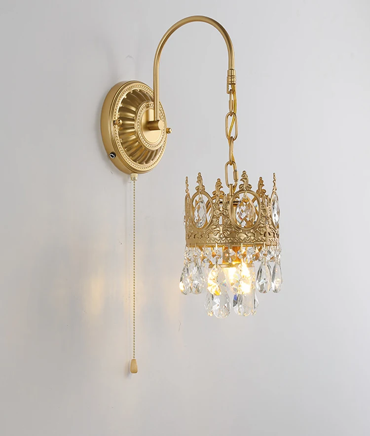 Indoor Modern Luxury Gold Wall Lamp Home Decor Rechargeable Wall Light Hotel Bedroom Industrial