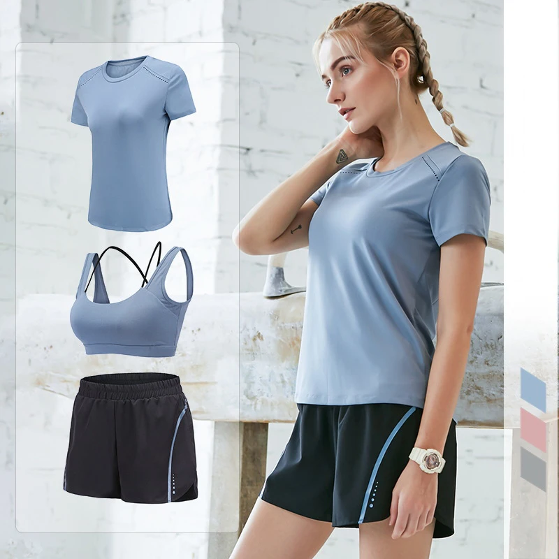 Custom ladies summer yoga suit women’s perspiration quick-drying sportswear women sweat sweating comfortable three-piece