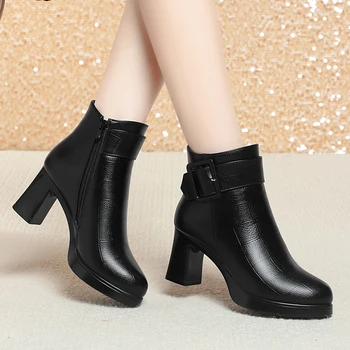 Wholesale Custom Women's High Heels Winter Warm And Comfortable Leather ...