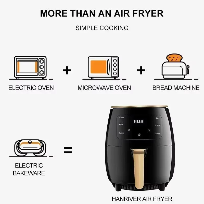 6L Oil-Free Black Air Fryer Oven Multi-Functional LCD Display Electric Air Fryer for Hea aperçu 5