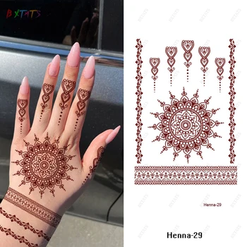 40 Types Of Maroon Henna Tattoo Sticker Indian Style Lace Pattern Red ...