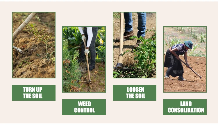 product chinese factory customized  wooden  handles  forged  steel garden  metal farming  tool half  moon weeding  hoe head-6