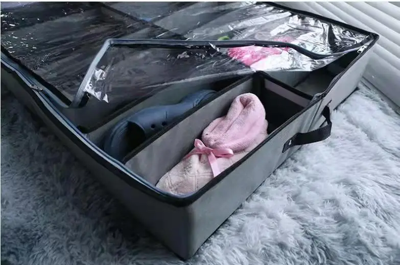 Organizer Per Scarpe Sotto Il Letto - Confezione Da 2 Contenitori Con Ruote, Telaio Metallico E Scomparti Regolabili