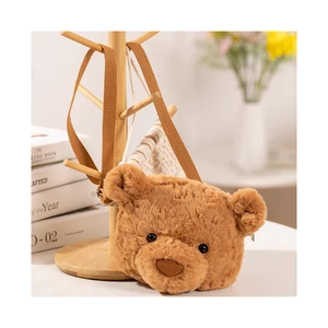 Wholesale Funny Kids Teddy Bear Shaped Plush Backpacks Unisex Colourful Teddy Bear Backpack Lovely Fluffy Girl's Cartoon Bag