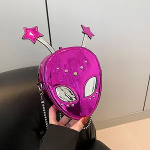 New Trendy Personalized Christmas Shiny Fashion Handbags for Women Chain Shoulder Bag Skull Purses Girls Party  Gothic Bag