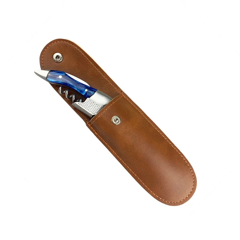 double hinged wine cork screw sapphire blue resin corkscrew