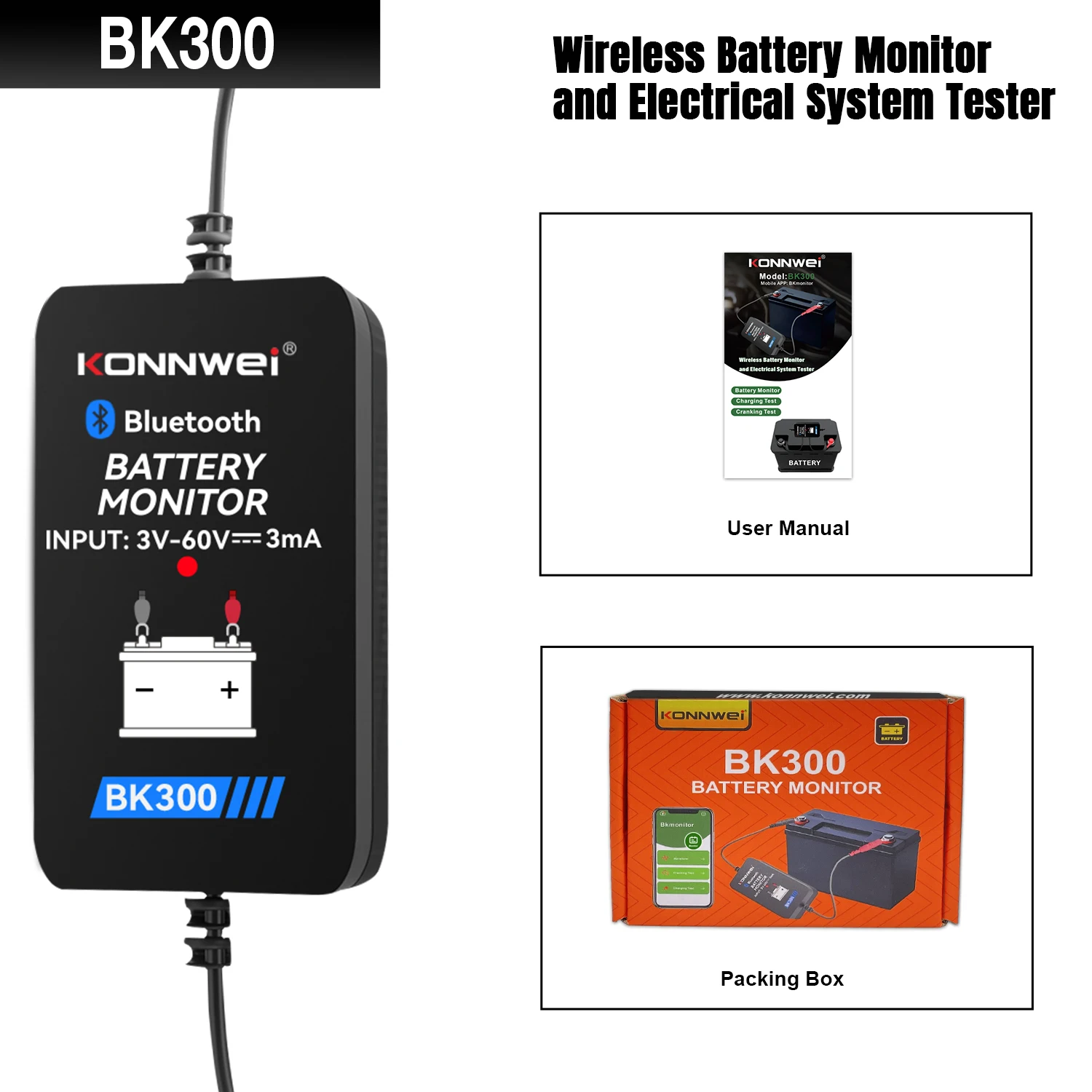 thumbnail image 2 of LNEX Bluetooth Battery Monitor For 12V/24V Systems - Wireless Car Battery Tester With Alarm, Charging Test For Solar, RV, Boat, Motorcycle 2 of 14