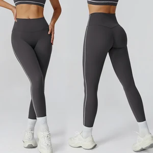 Women's Four-Way Stretch Fitness Yoga Pants Seamless Workout Leggings with Scrunch Butt Lift Made of Spandex/Nylon