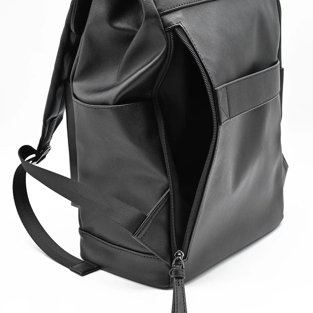 Custom Luxury Black Vegan Faux Pu Leather Drawstring Backpack Fashion ...