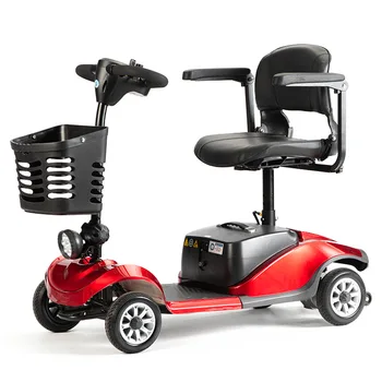 Factory Direct Sale Support Sample Four Wheel Red Mobility Handicapped Electric Scooter for Seniors 12A Lead-acid Battery
