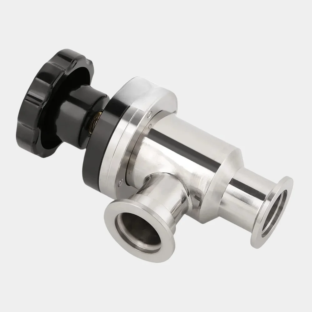 Air Admittance Isolation Valve KF25 304 Bellow High Vacuum Manual Right Angle Corrugated Tube Gas High Temperature
