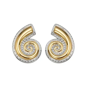 YUKAM Elegant Jewelry Zircon Conch Stud Earrings 18k Gold Plated Stainless Steel Chunky Stud Earring