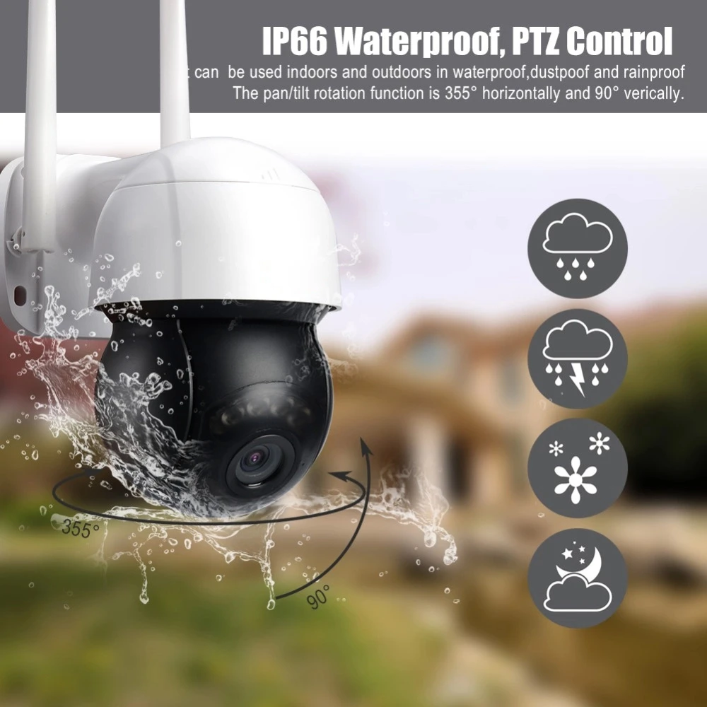 Good Price Outdoor 2MP Wifi CCTV Camera Dome IP Camera PTZ 360 Degree  Lens Color Night Vision Ways Audio Camhi