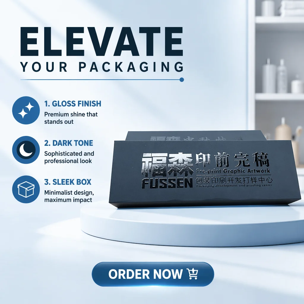 FUSSEN Wholesale Custom Logo Black Paper Cardboard Gift Box Matte Charcoal Spot UV Embossed Festival Packaging
