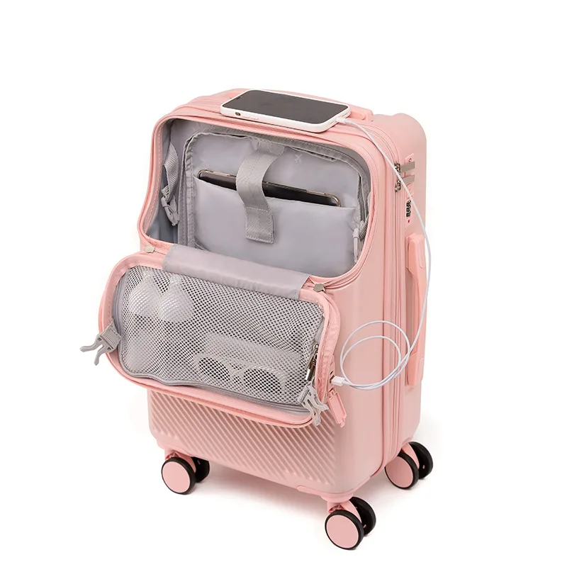 Manufacturer of TSA Lock Charge USB Port Trolley Travel Boarding Box  Luggage Smart Suitcase Luggage with USB Charging