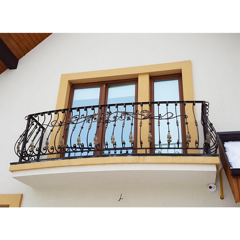 Geschwungene Schmiedeeisen-balkongeländer-designs,Balkonzubehör,Geländer,Terrassenzaun