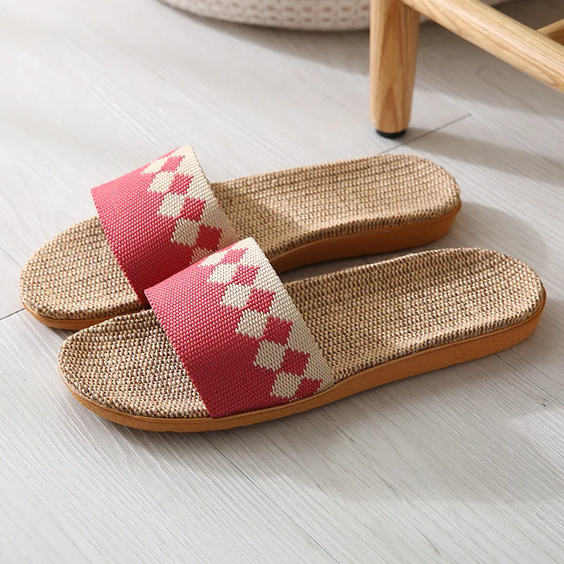Квадратные льняные летние тапочки с открытым носком всесезонные хлопковые напольная плитка Нескользящие фабричные Тапочки