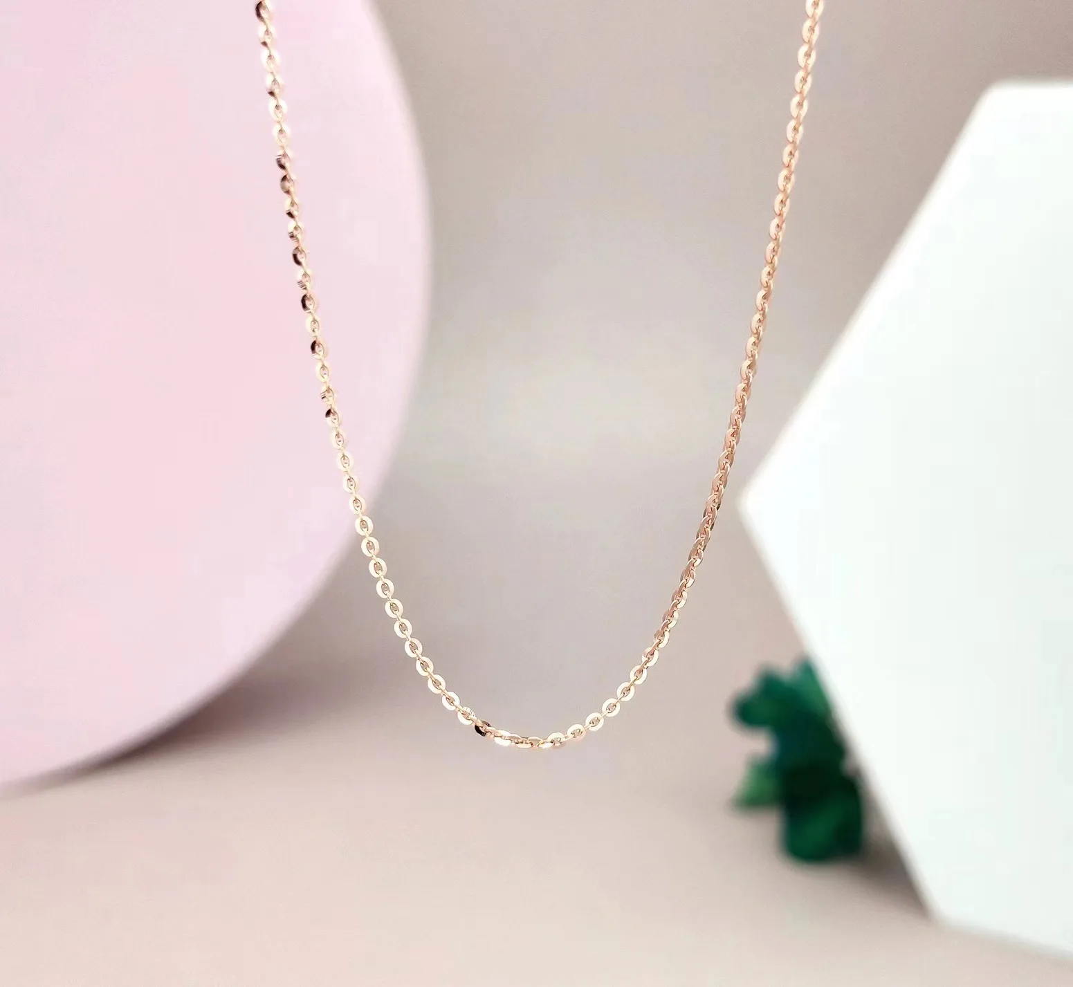 18k Real Gold Cable Chain Necklace Solid Gold Chain Chain Necklace