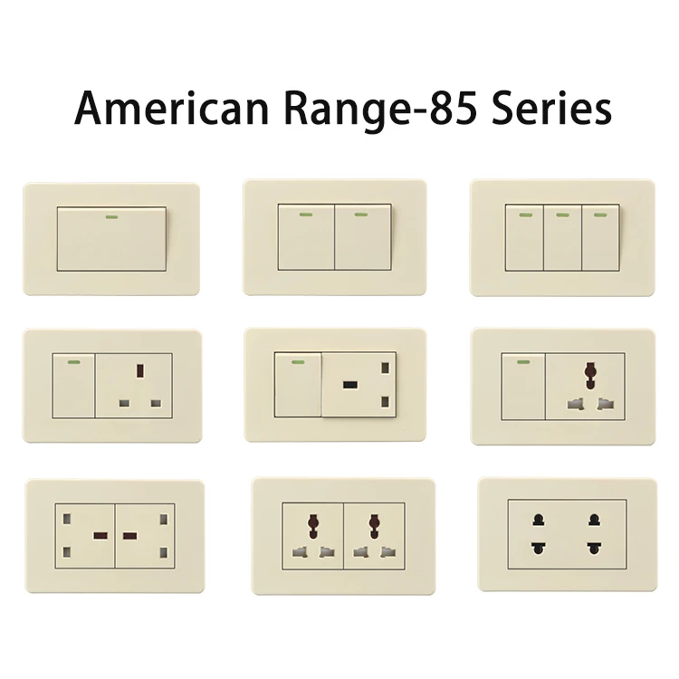 VNX US Standard 250V 13A Beige Multi Function Universal Ac Power Smart 3-Pin Switch and Socket Panel
