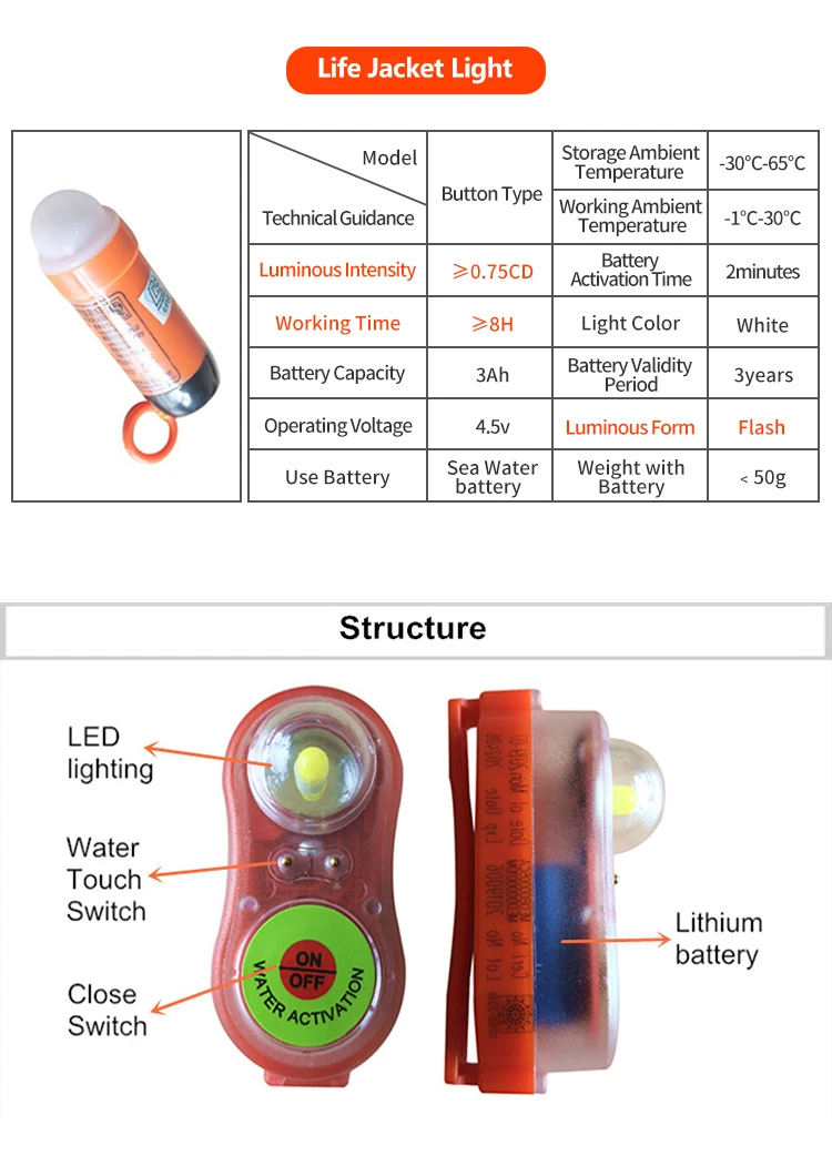 Light Weight Life Jacket Rescue Light Approved Ce/ccs Manufacturing