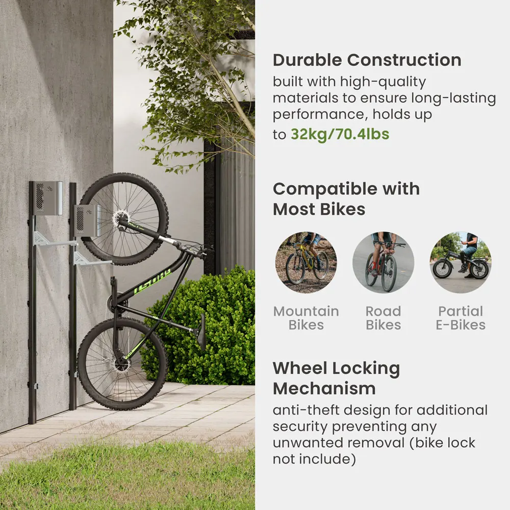 Bike Racking Efficient Easylift Wall Mounted Bike Storage Rack for E-Bikes - Durable Vertical ...