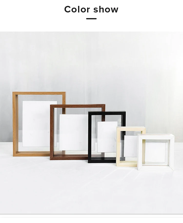 Wholesale Transparent Double Sided Glass Picture Wooden Frame And