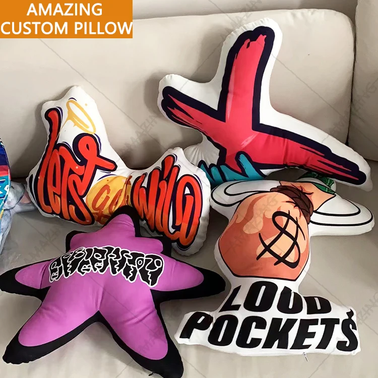 Custom Printing Cartoon Anime Shape Logo Pillow Manufacturers Body 3D Cover Case Cushion Throw Pillow