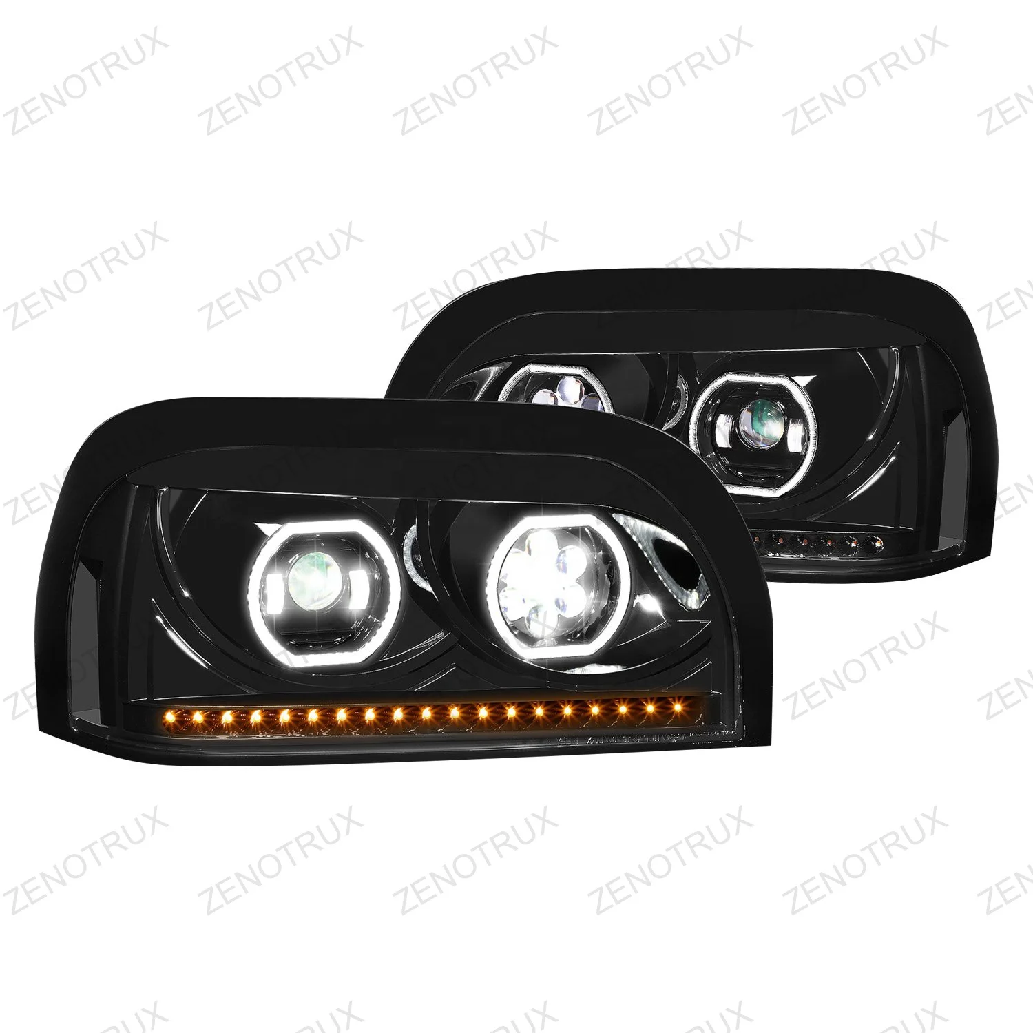 black dual halo projector led headlights