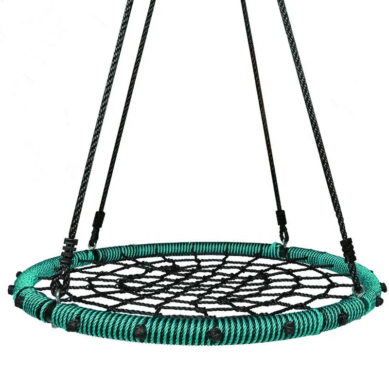 39 Inch Spider Web Tree Swing Outdoor Saucer Net Swing Platform  Backyard Round Flying Swing