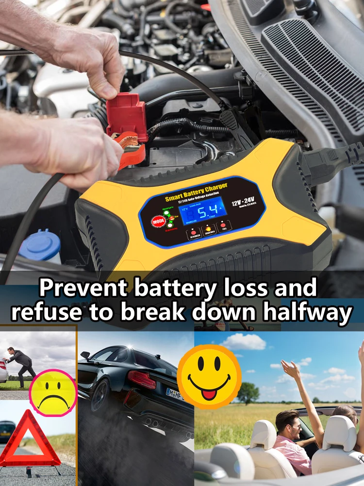 Fully Automatic Car Battery Charger 12v 10a Smart Fast Charging For Agm