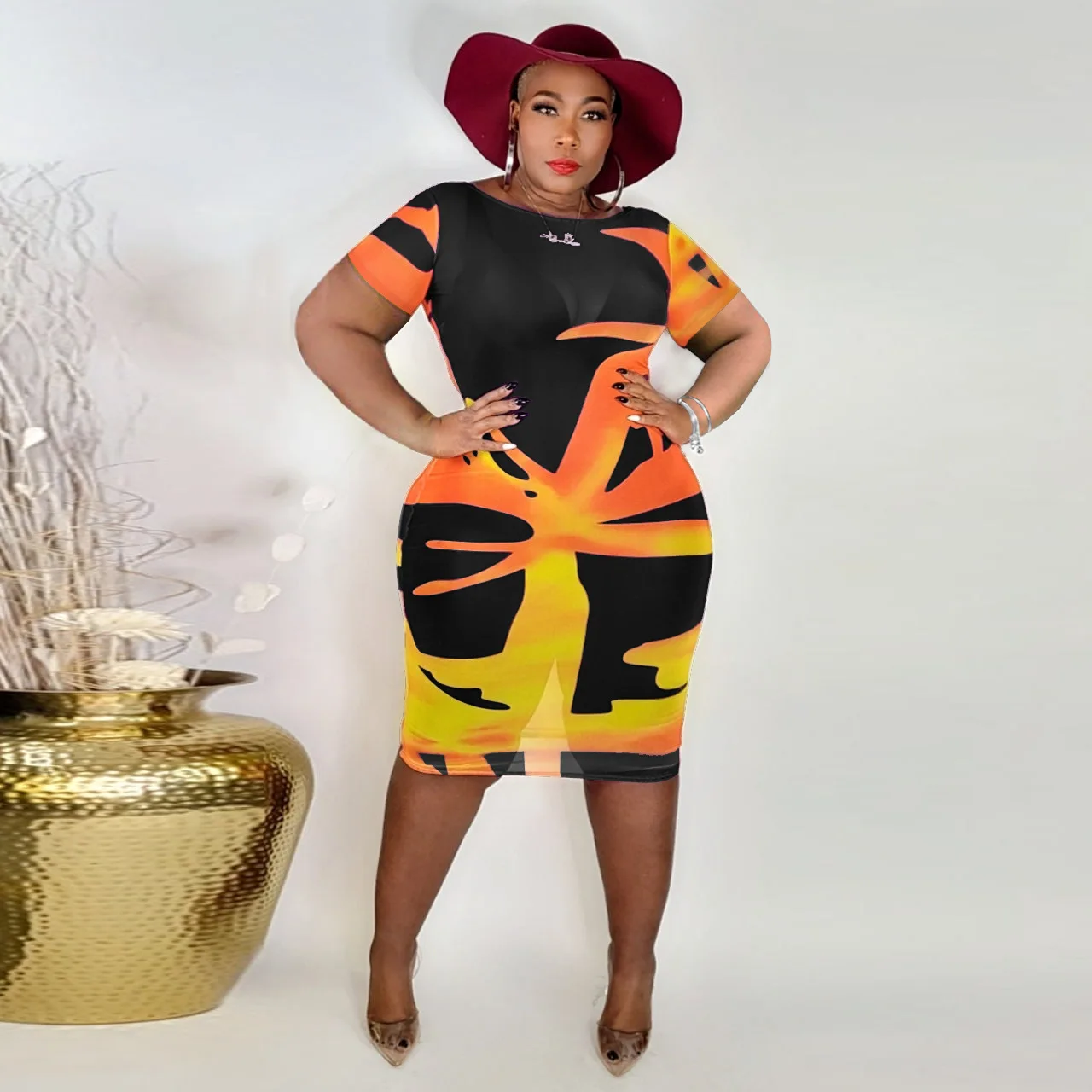 sexy plus size women clothes Plus Size Women's Clothes Sexy V-neck Dress Summer High Waist Sheath  Socialite Dress Skirt main image 1