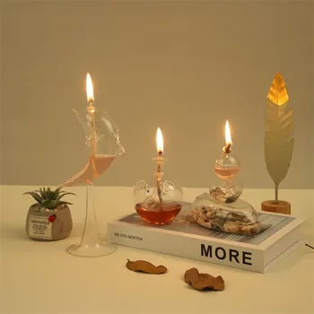56H Wholesale Customized Fancy Glass Retro Oil Lamp Home Decoration Household Candlelight